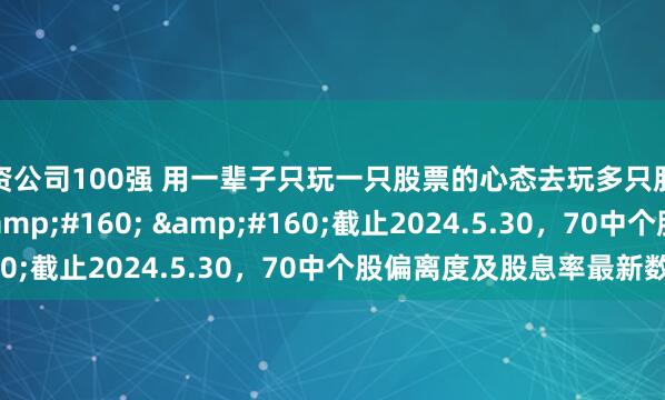 配资公司100强 用一辈子只玩一只股票的心态去玩多只股票&#160; &#160; &#160;截止2024.5.30，70中个股偏离度及股息率最新数据